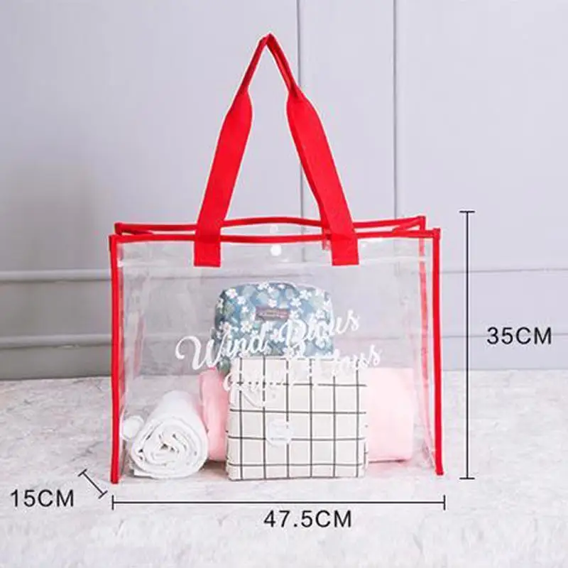 4styles Transparent PVC Travel Beach Bag Fashion Women Shopping Storage Summer Swim bag Clear Shoulder tote