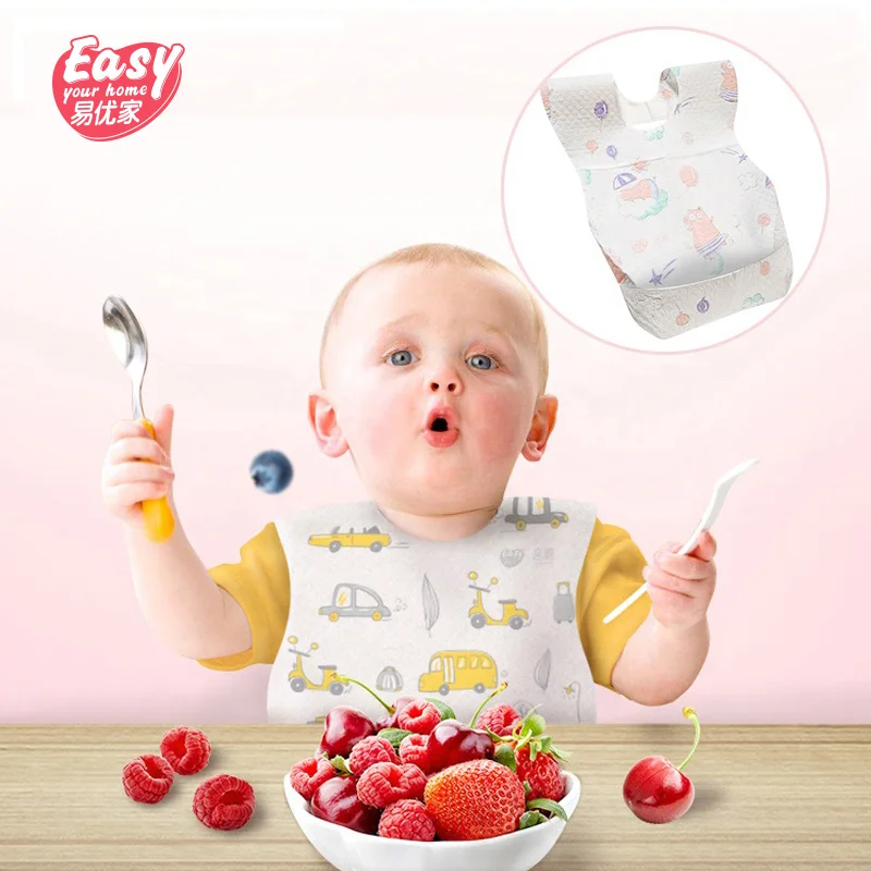 

20Pcs/lot Disposable Waterproof Non-Woven Baby Bibs Cartoon Feeding Saliva Apron Paper Baby Bibs