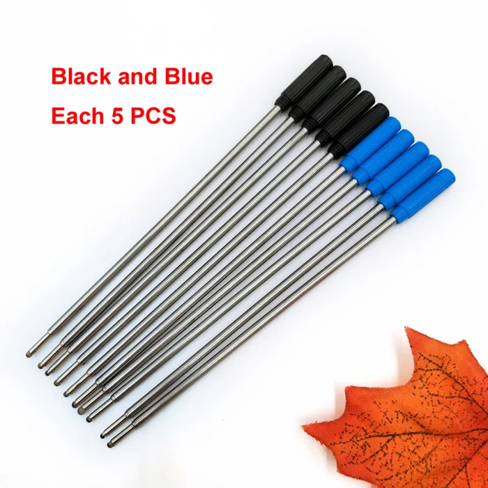 Yushun 10 шт Универсальный стандартный черный синий Стиль Шариковая ручка заправка кристальная брендовая металлическая ручка заправки Длина 116 мм масляная - Цвет графита: Black Blue each 5Pcs