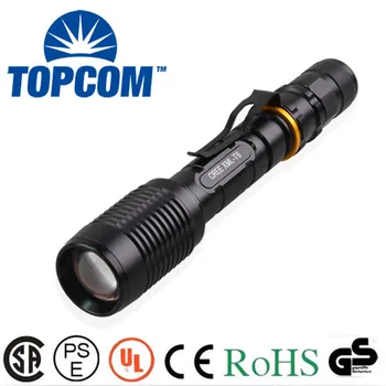 

TopCom New Powerful Zoom 5000 Lumen Rechargeable 18650 Flashlight Cree XM-L T6 Big LED Tactical Police Flashlight Torch