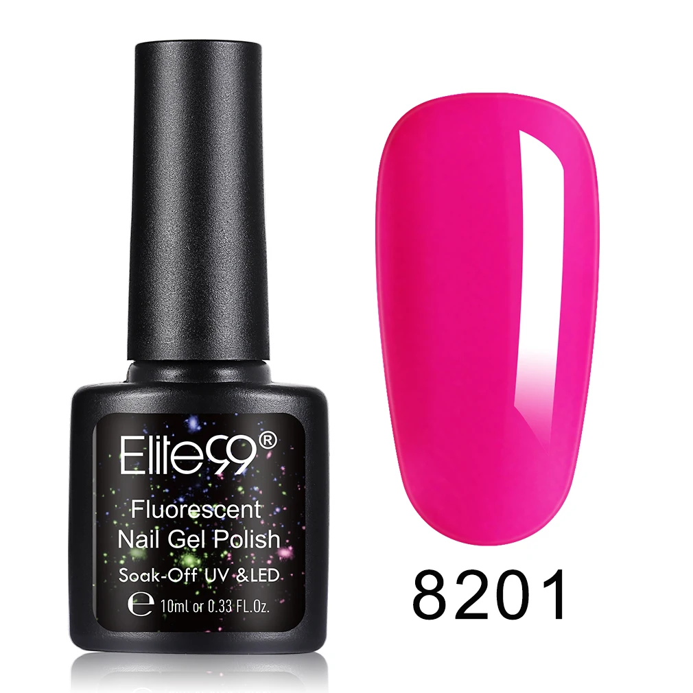 Elite99 10ml Fluorescent Gel Polish Semi Permanent Luminous Nail Gel Polish Soak Off Manicure UV Ge