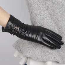 2017 best fashion sexy women high grade autumn winter warm belt line Dress party double gold buckle lovely korean gloves mittens