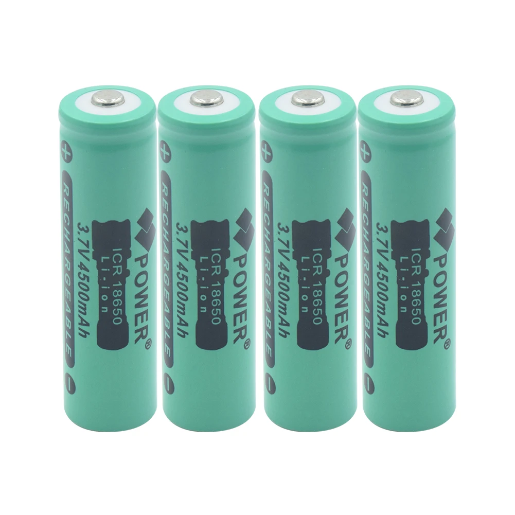 18650 батарея литий-ионная 4500mAh 3,7 V электронная сигарета перезаряжаемые батареи мощный внешний аккумулятор фонарик - Цвет: 4 PCS