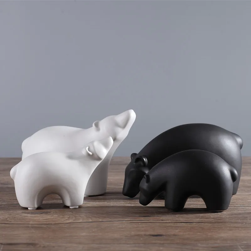 white ceramic concise Polar bear home decor crafts room decoration