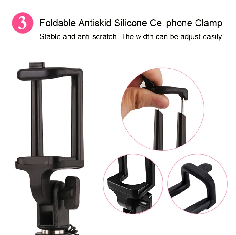 ManiFun Battery Free Selfie Stick Wired Extendable Monopod Cable Control Self-portrait for Android iPhone Samsung Xiaomi (12)