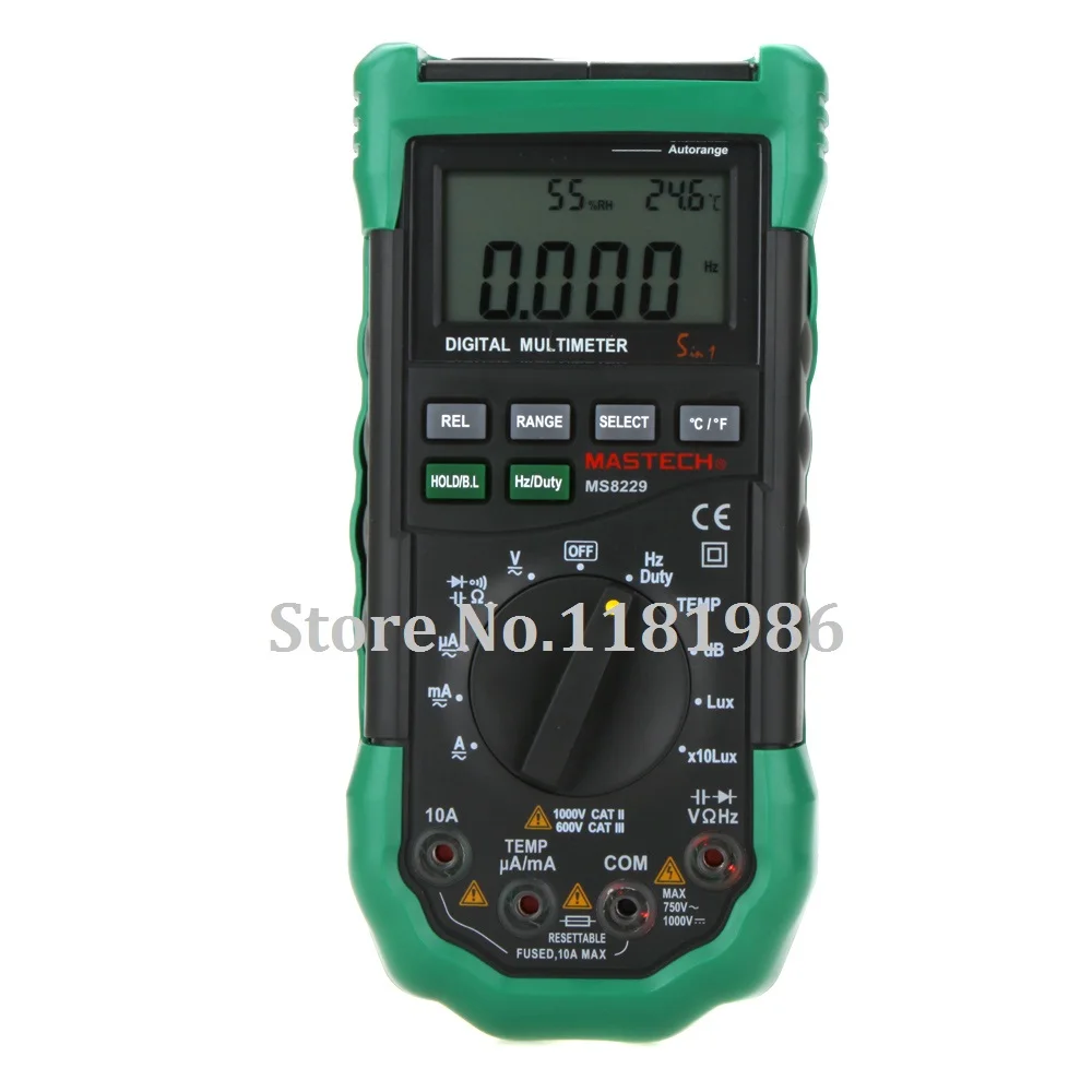 

New Mastech MS8229 5 in 1 Auto range Digital Multimeter Lux Sound Level Temperature Humidity Tester Meter 4000 counts