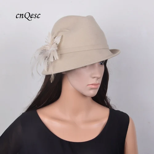 Exclusive design Light beige real Wool felt hats warm winter women's