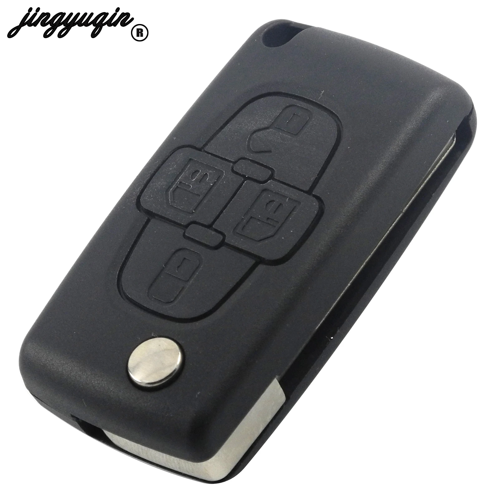 

jingyuqin 4 Button VA2/HU83 Flip Folding Remote Fob Key Shell Case For Citroen C8 For Peugeot 1007 Replacement Cover Blank