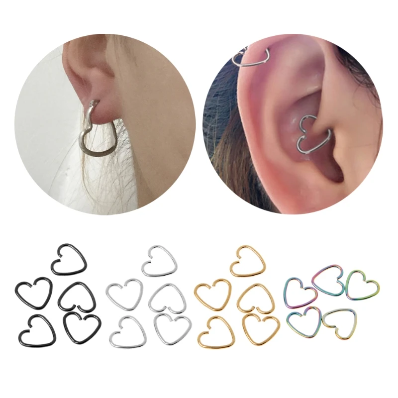 

Heart Shaped Fake Tragus Piercing Hoop Helix Cartilage Tragus Daith Hoop Earrings