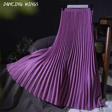 14 цветов, весна-лето, Женская длинная Плиссированная юбка размера плюс, Faldas Saia, модная женская юбка Jupe