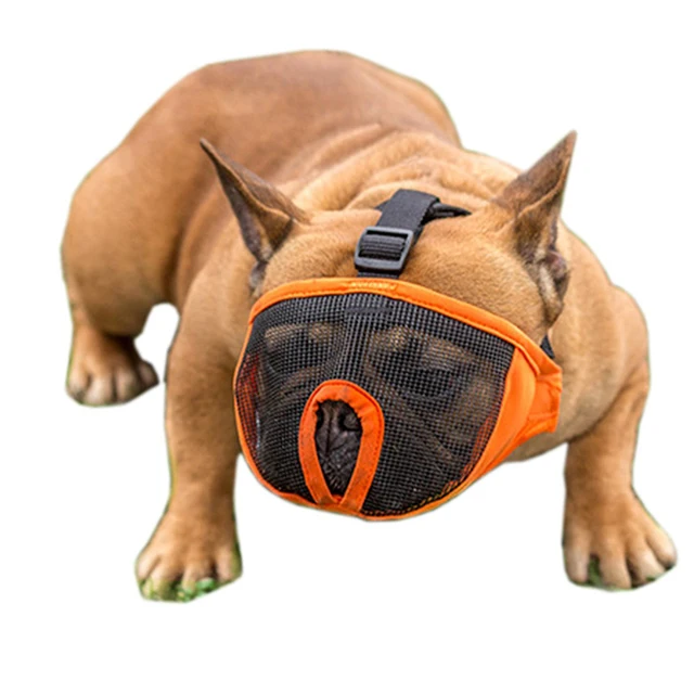 Dog Muzzle for Short Snout Dogs Breathable Mesh Mask Anti Bite Bark