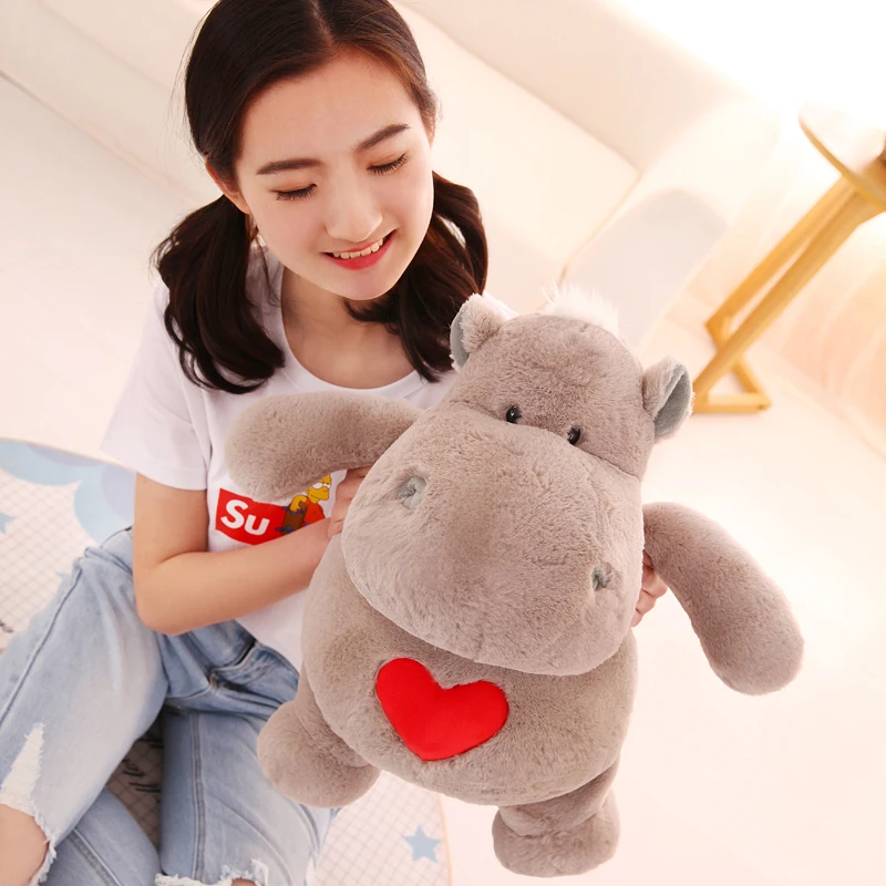 Kawaii Soft Love Heart Hippo Plush Doll Big Stuffed Cartoon Hippos Baby Toy Doll for Children Gift Decoration 20inch 50cm DY50617 (9)
