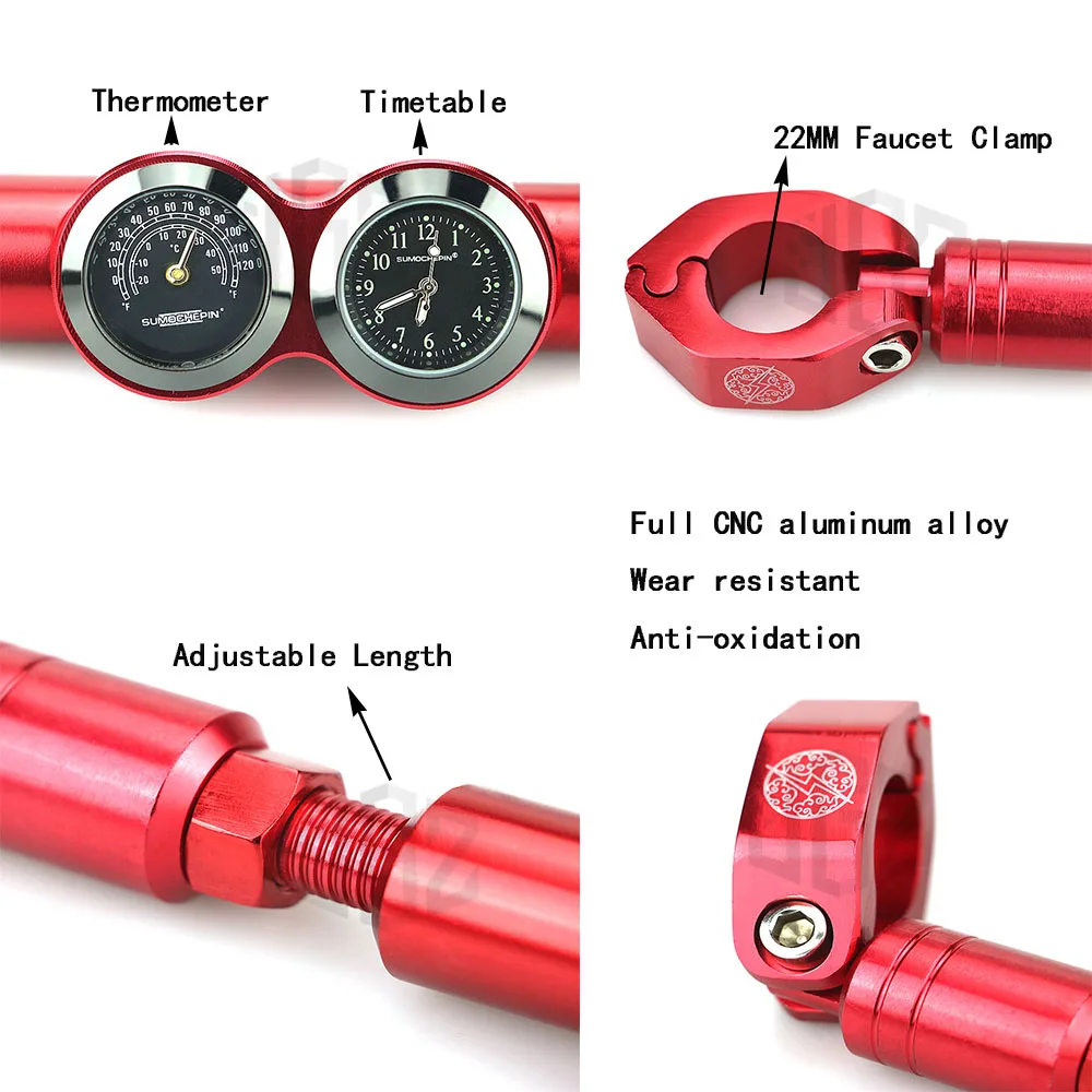 Мотоцикл Универсальный Водонепроницаемый руль расширение баланс Cross бар Регулируемая часы, барометр для KTM Yamaha Kawasaki Harley