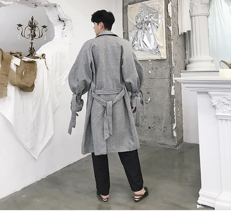  Trench Coat Men Streetwear Punk Rave Gothic Long Jacket  (15)