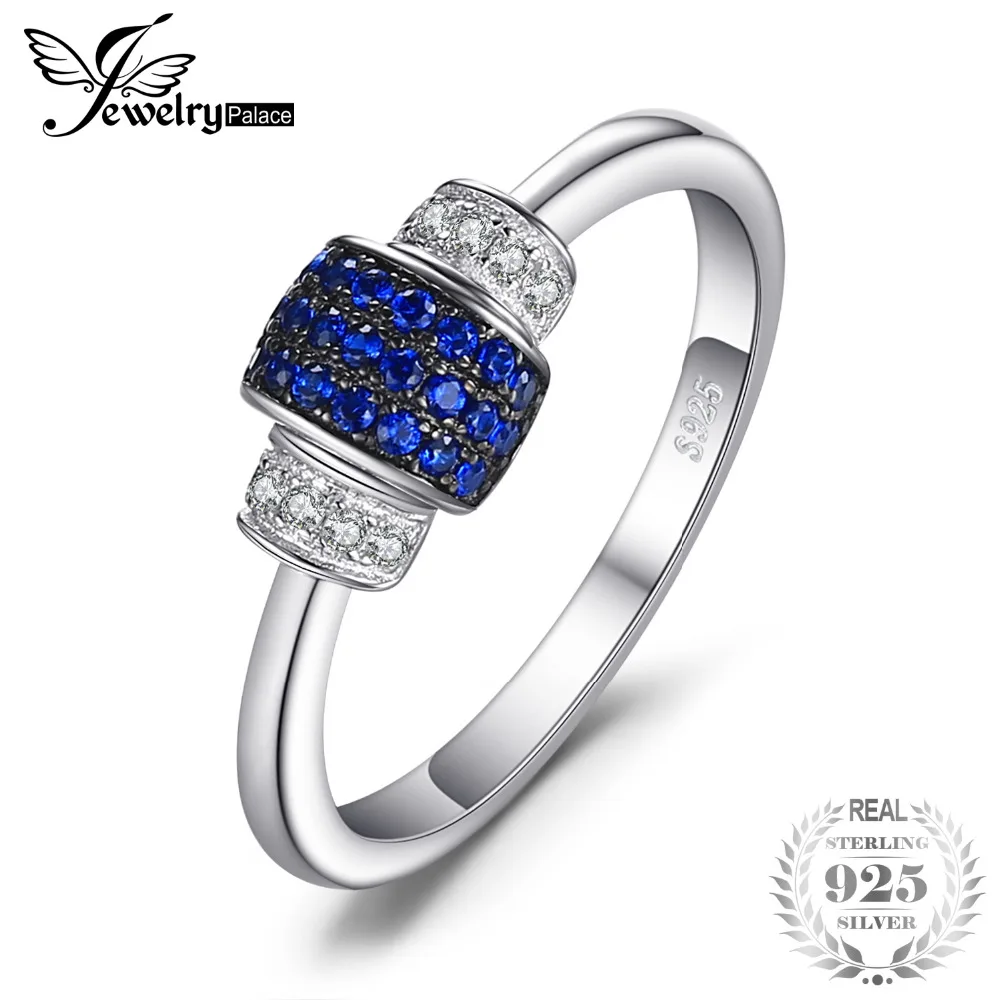 

JewelryPalace Lock 0.16ct Created Blue Spinel Jewelry Ring 100% S925 Sterling Silver Charms 2017 Fashion Rings For Women Gift