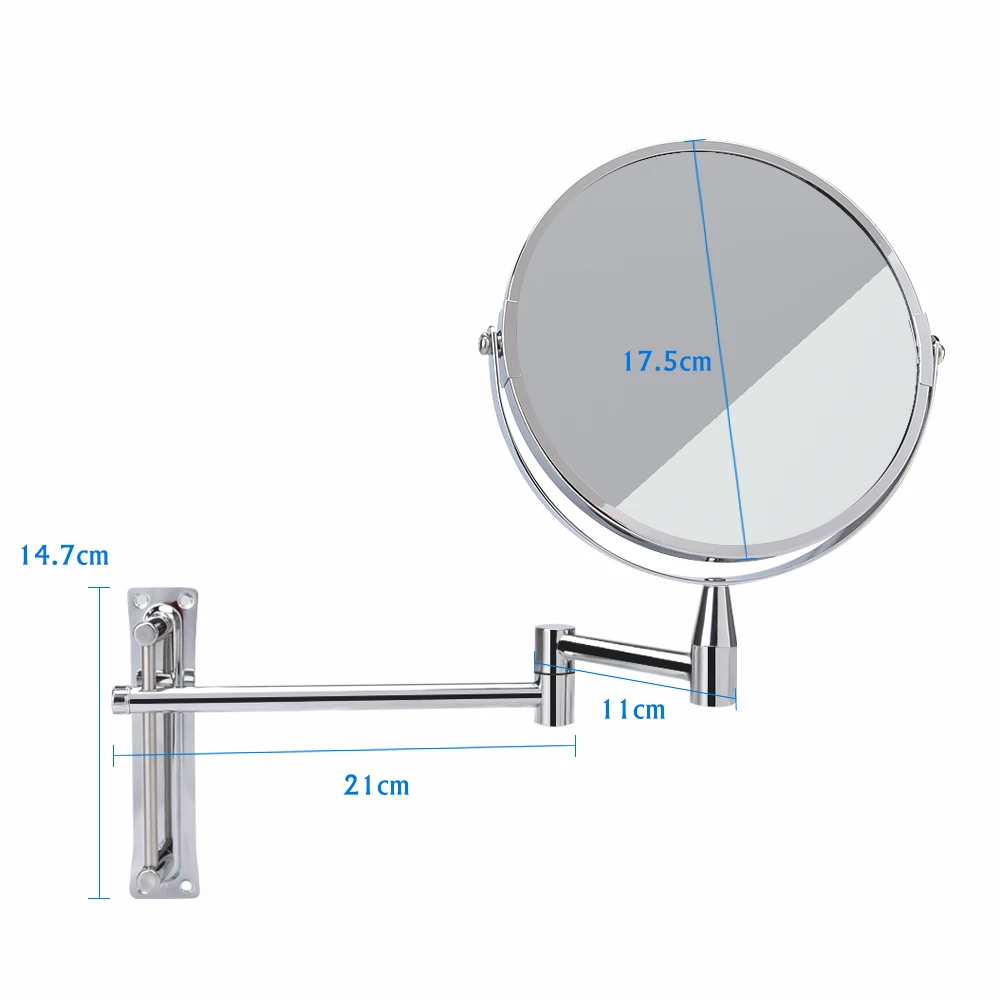 Круглое " Зеркало для ванной, 1X/5X Увеличение, двустороннее настенное регулируемое зеркало для макияжа, поворотное на 360 градусов, зеркало для ванной