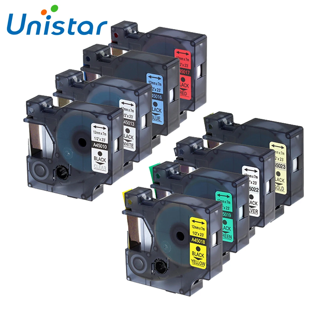 Compatible for DYMO 45010 45013 45016 45017 45018 D1 Label Tape 12mm 6 Color Compatible for DYMO 45010 45013 45016 45017 45018 D1 Label Tape 12mm 6 Color