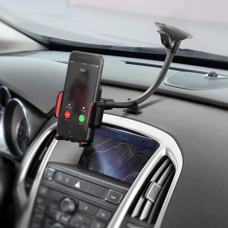 VicTsing Cell Phone Holder for Car Windshield Long Arm Car Phone Mount with One Button Design and Anti-skid Base Car Holder      (6)