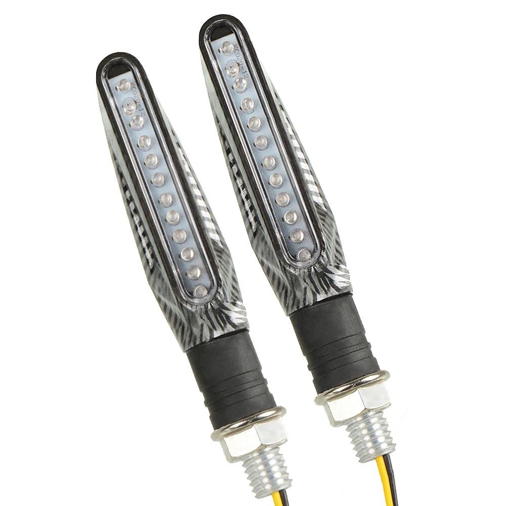 1 pair Carbon fiber 12 светодиодный сигнал поворота для мотоцикла поворотники Фонарь световые индикаторы для Honda Shadow Spirit VT 750 1100 VTX 1300 1800 C - Цвет: 1 pair Carbon fiber