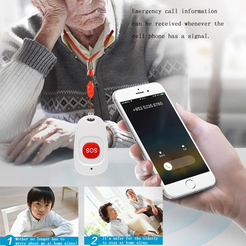 

SOS Button Wireless Waterproof Emergency Help Alarm Switch for Kids Old SL@88