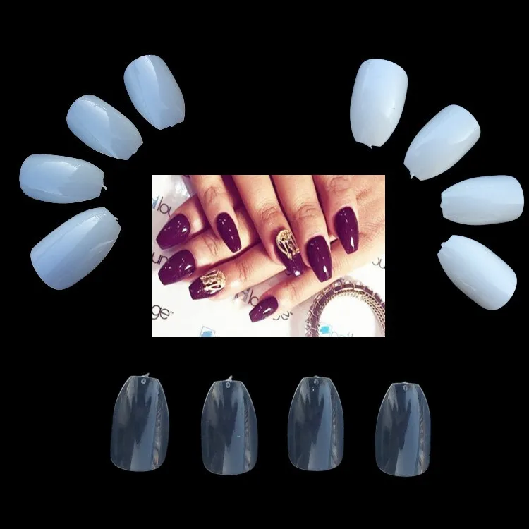 

Short Coffin Nails 100pcs/box Full Cover Clear Natural False Nail Tips Salon DIY Ballerina Acrylic Fake Nails Art 10 Size YW27