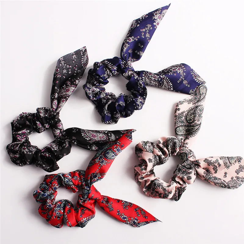 

New arrival Fashion girls Cashew printing hair scrunchies elegant korean style women hair accessories vintage hair ties