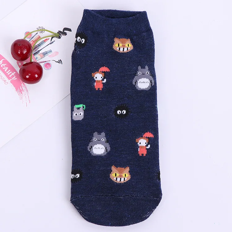 Аниме женские хлопковые носки милые Мой сосед Тоторо Унесенные спинами Ghibli Miyazaki Harajuku персонаж Тоторо забавные носки до лодыжки - Цвет: T05