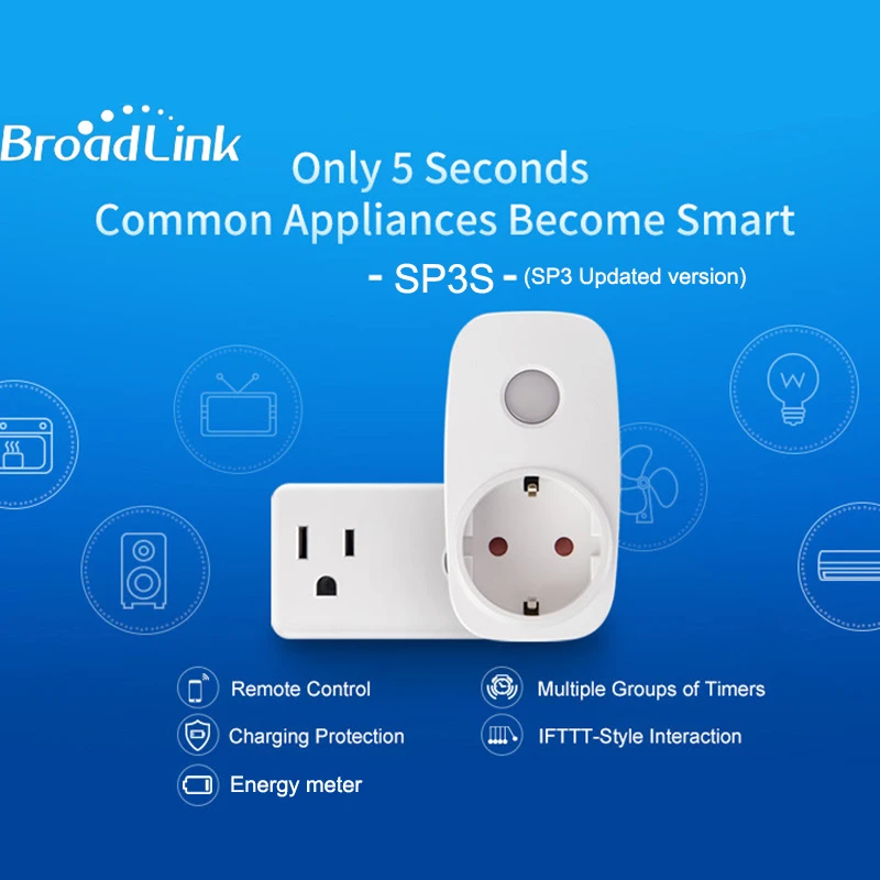 Broadlink SP3S умная электрическая розетка с измерителем мощности EU US Energy Monitor розетка таймер с функцией памяти управление через приложение Alexa