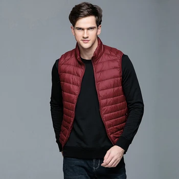 

2019 Newest Brand Men Sleeveless Jacket Winter Ultralight White Duck Down Vest Male Slim Vest Mens Windproof Warm Waistcoat
