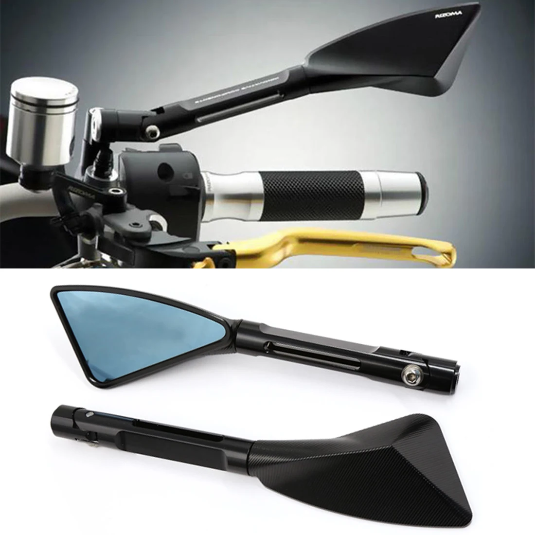 X Autohaux 2Pcs Black Cnc Rearview Mirrors For Street Bike Cruiser