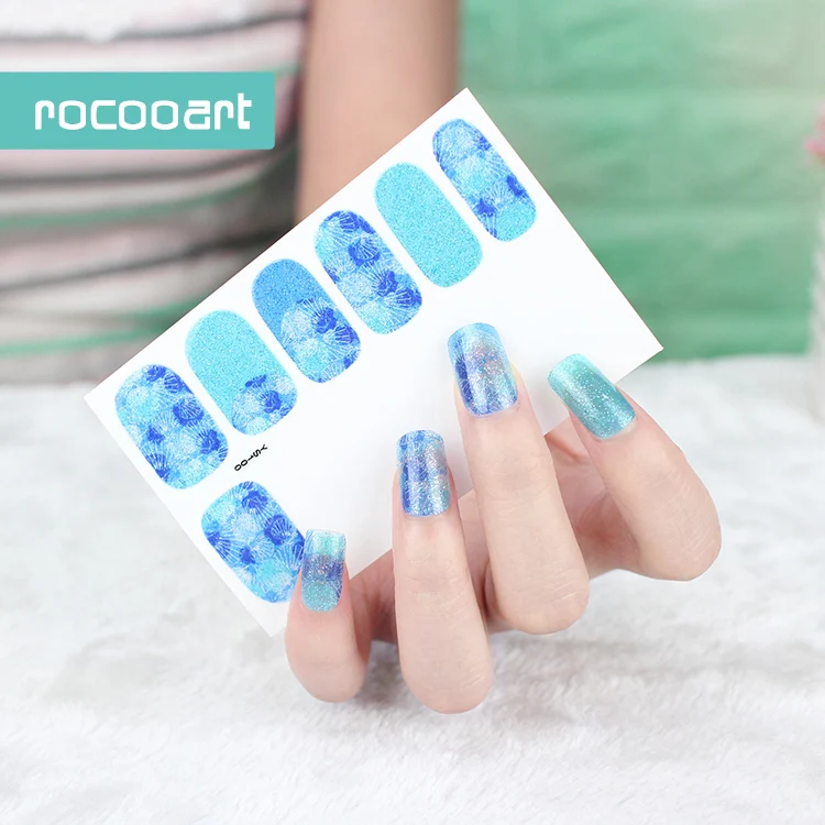 

Rocooart Ys097-102 Glitter Flowers Nail Art Sticker For Lady Colorful Adhesive Nail Art Decoration Girls Foil Nail Sticker Wraps