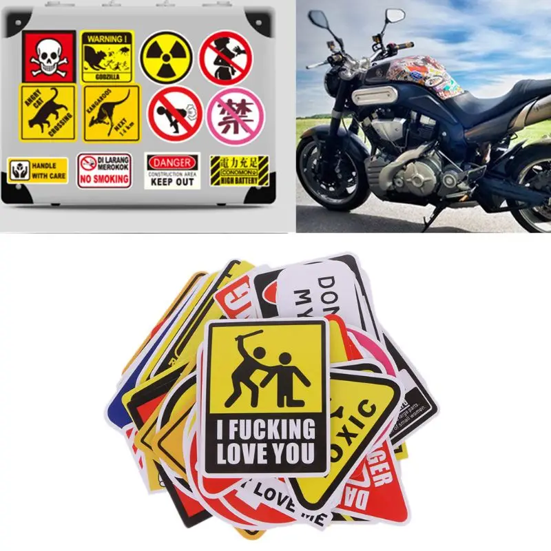 

50Pcs Signs Stickers Danger Warning Banning Reminder Sticker DIY Car Laptop Motorcycle Suitcase Fridge Guitar Notebook Sticker