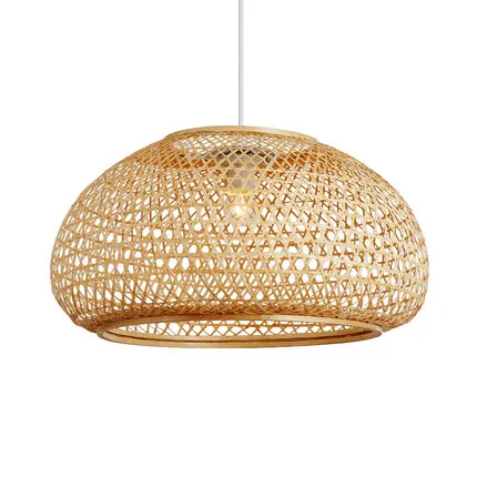 

Round Bamboo Wicker Rattan Shade Pendant Light Fixture Nordic Scandinavian Rustic Japanese Hanging Ceiling Lamp E27 Bulb 220V
