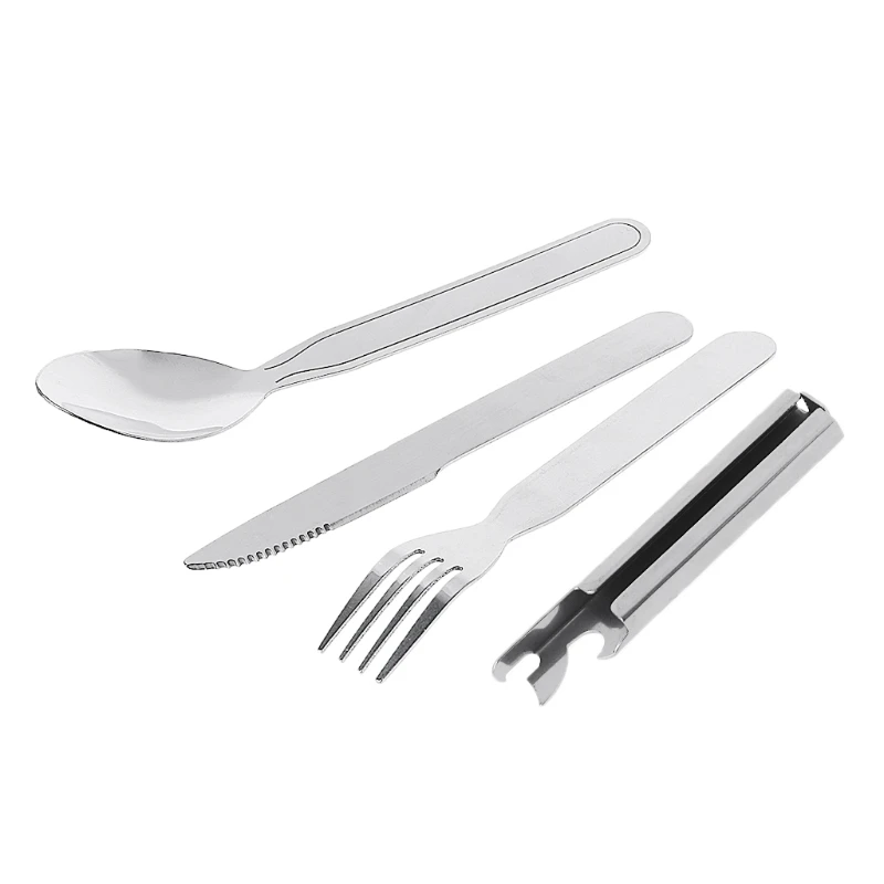 4 piezas portátil de Camping al aire libre Picnic vajilla plegable de acero inoxidable utensilios de cocina de Camping al aire libre