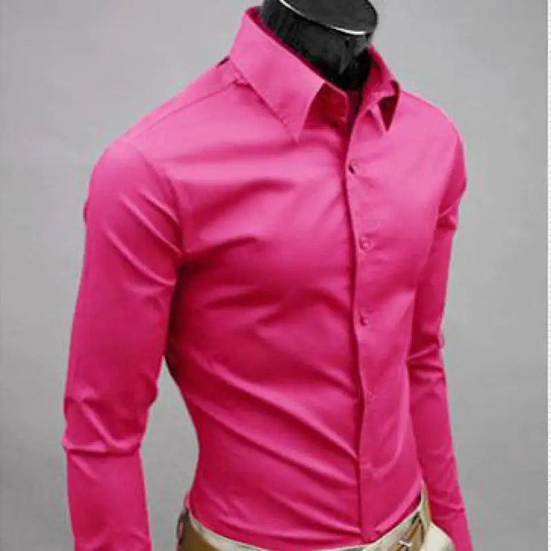 European and American fashion candy color long-sleeved shirt male 2019 spring and autumn new men's solid color casual shirt European and American fashion candy color long-sleeved shirt male 2019 spring and autumn new men's solid color casual shirt