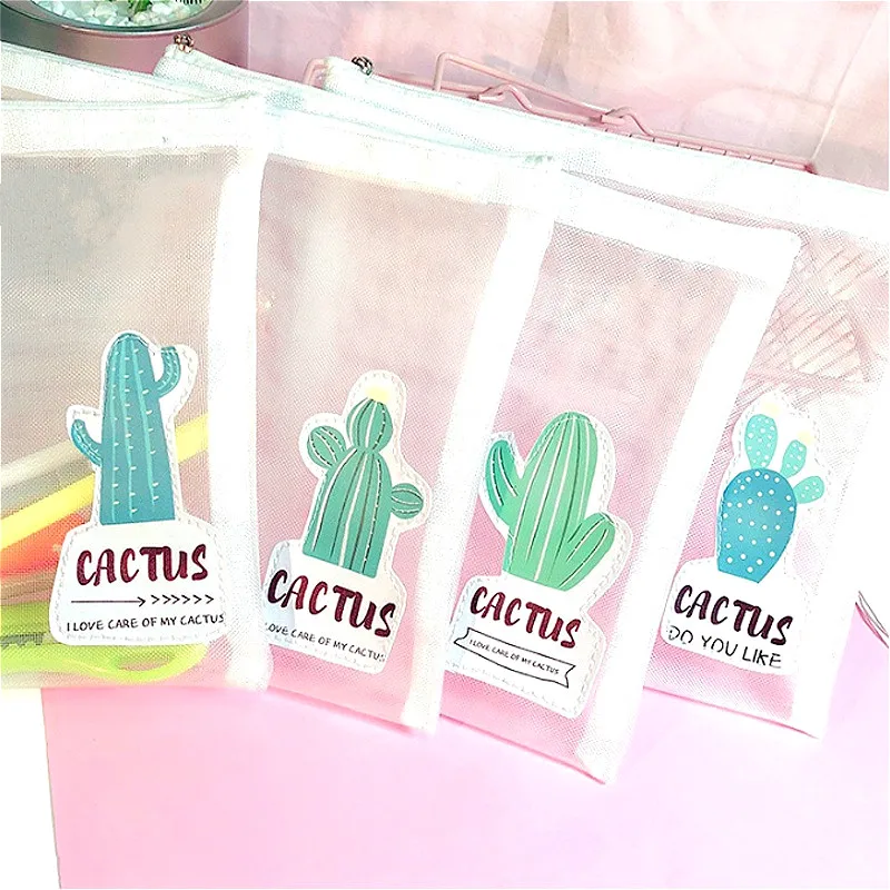 

1 Pc Zippered Cactus Binder File Holder Pen Bag Test Paper Organizers Storage Bag Filing Products For School and Office Supplies