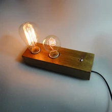 Эдисон Винтаж Лофт лампы деревянный оттенок ручной работы деревянный светодиодный ночник настольная лампа деревянный стол освещение стол современного дизайна Свет Декор 110-240 В