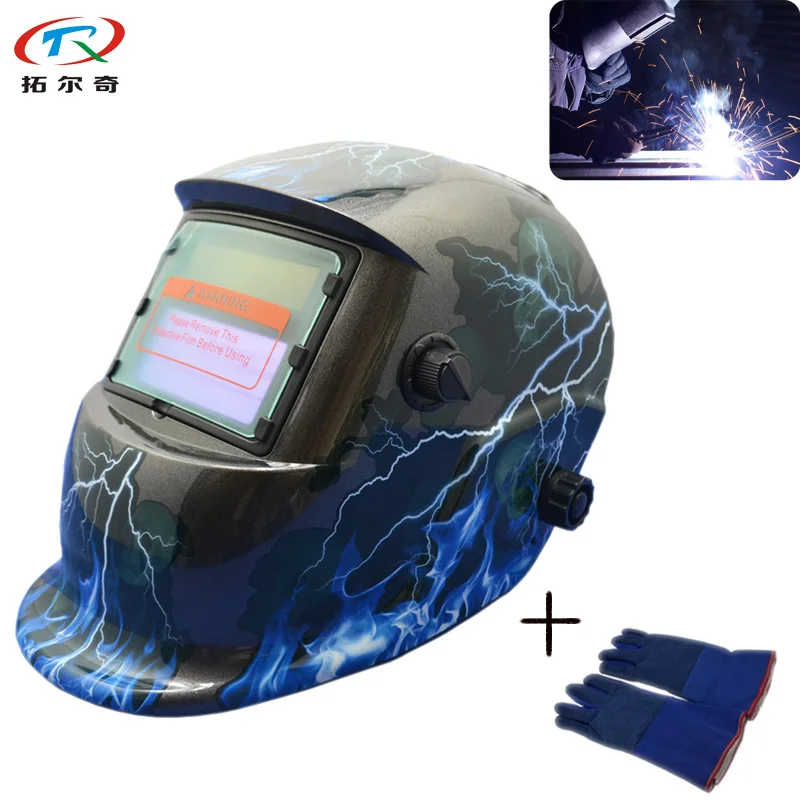 trqwh lightning blue welding helmet soldering mask auto darkening