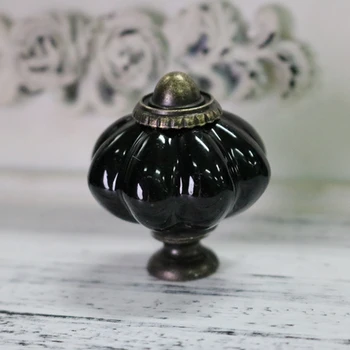 

10PCS Cartoon Pumpkin Handle Cabinet Cupboard Drawer Ceramic Knob Pulls Black