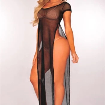 

Women's Sexy Mesh See Through Long Maxi Dress Beach Bikini Cover Up Sundress