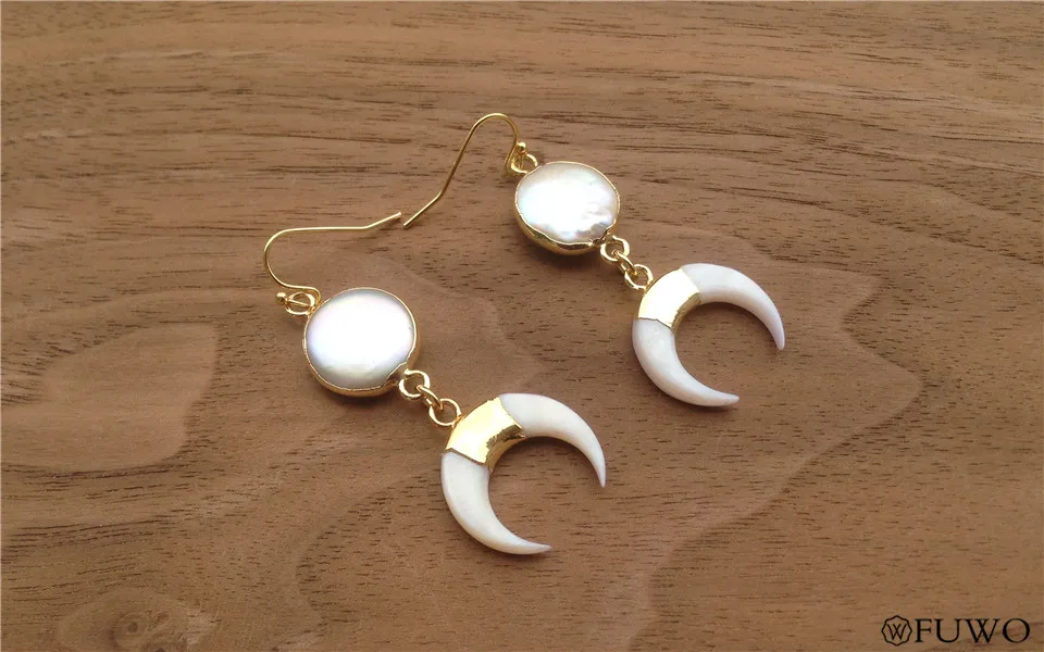 Pearl Shell Crescent Earrings 9