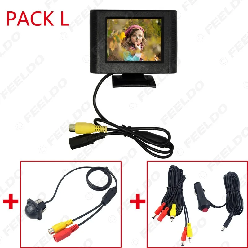 LEEWA 2,5 дюймов lcd TFT монитор с камерой заднего вида для парковки RCA видео система 2,4G беспроводной и прикуриватель опционально - Цвет: PACK L