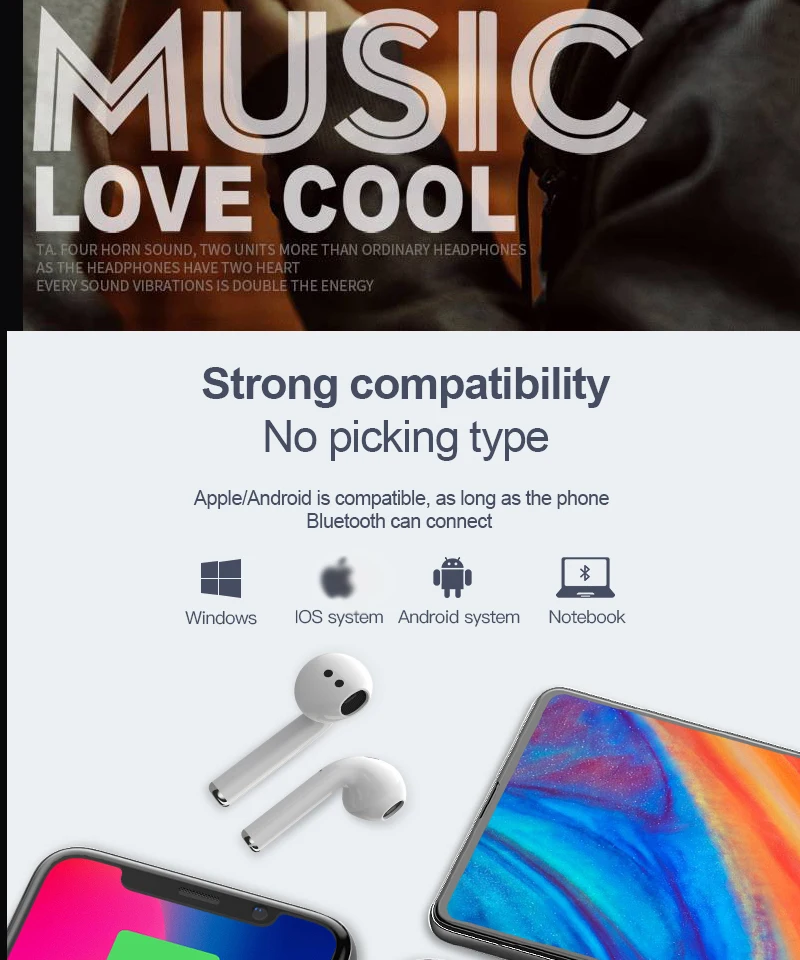 2019 New V8 TWS Wireless Stereo Bluetooth 5.0 Headsets with Pop-ups Window for iPhone Headphones Earphone PK i10 i12 i14 Earbuds (20)
