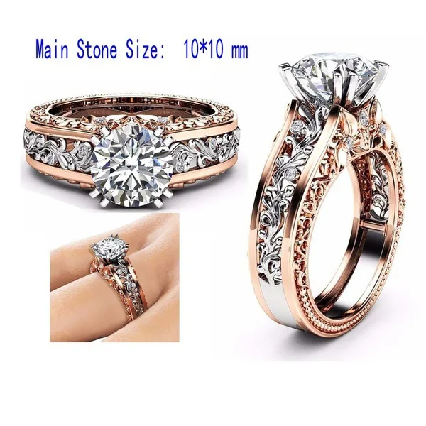

Double Fair Big Zirconia Engagement Rings For Women Men Rose Gold Color Separation Wedding Ring Austrian Crystal Jewelry KCR051M