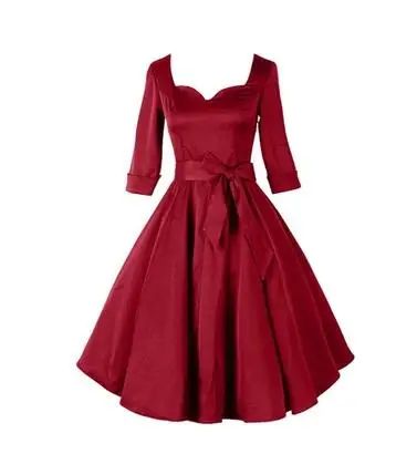 Женское осеннее расклешенное платье, винтажное женское ретро платье 50s 60 s, черное платье в стиле пинап рокабилли с большим бантом, Платья vestidos - Цвет: 3