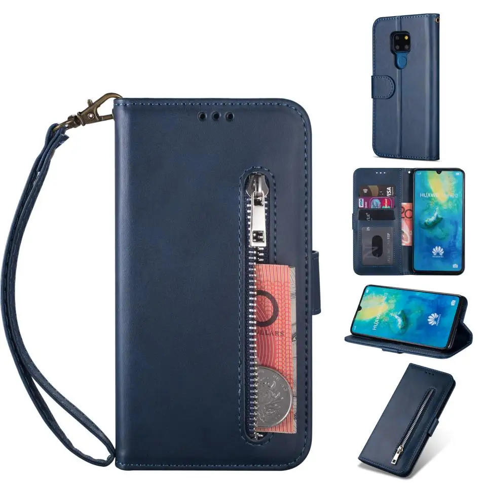 Для Huawei Mate 20/20 Lite/20 Pro Чехол премиум класса из натуральной кожи на молнии кошелек с