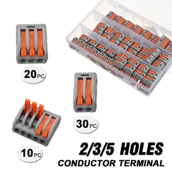 

2019 hot new products Spring Conductor Terminal Block Electric Cable Wire Connector 60Pcs 2/3/5 Holes Family Low price Shipping