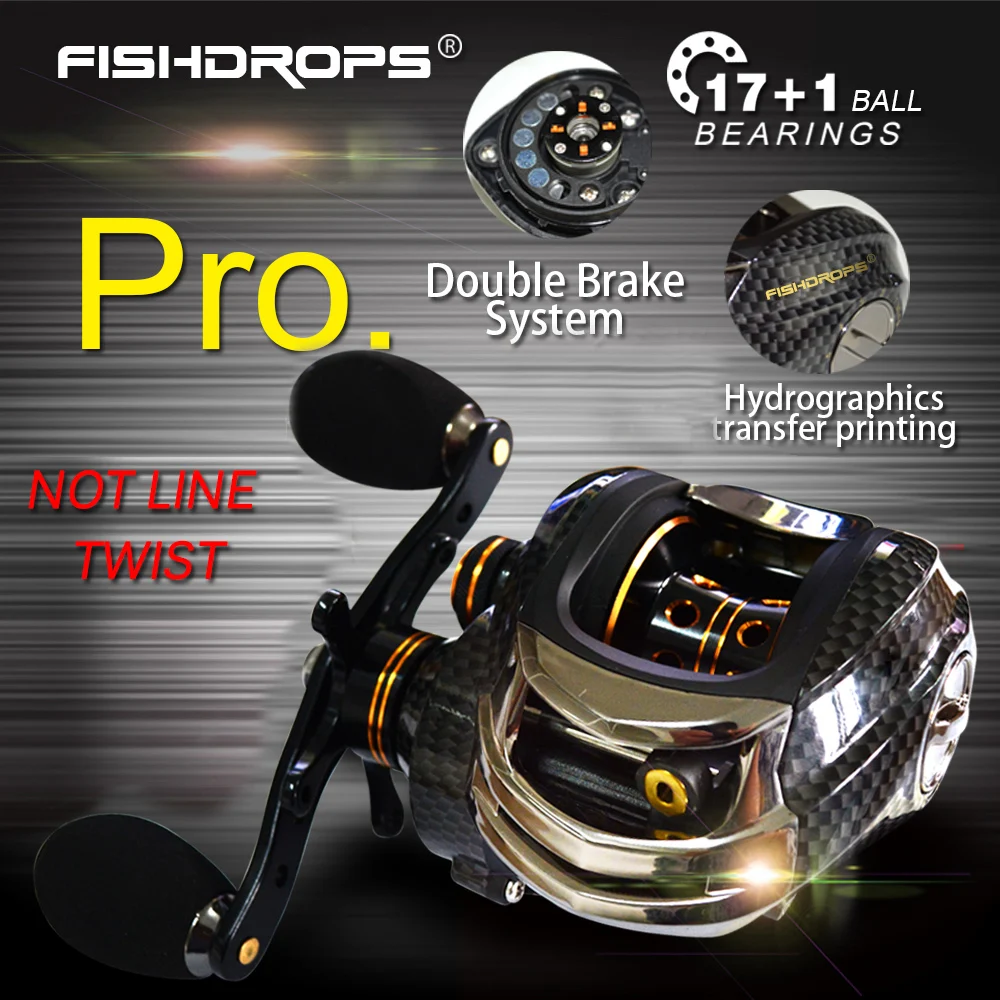 

FISHDROPS 17+1 Ball Bearings Baitcasting Fishing Reel 7.0:1 Bait Casting Reels Left/Right Hand Fishing Reel Pesca Carp Fishing