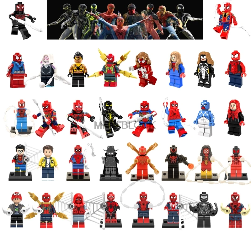 

For Legoing Spiderman Super Heroes Thor Iron Man Loki Deadpool Venom Spider Hulk Batman Avengers Building Blocks Toys Figure