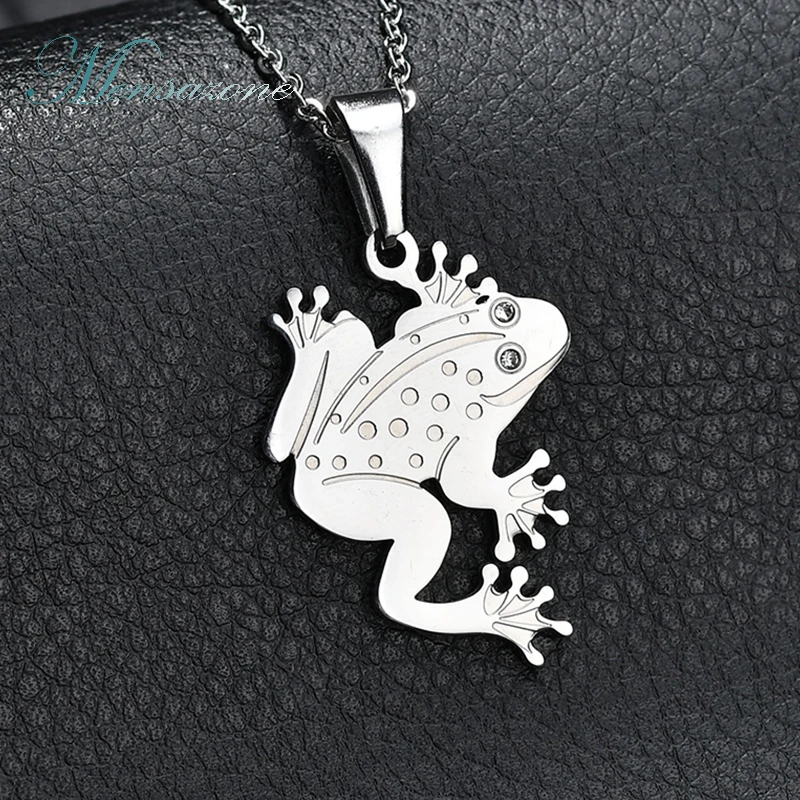 MENSAZONE Beautiful Jewelry Silver Color Frog Pendant Necklace CZ Stone Charm Animal For Women Drop Shipping | Украшения и